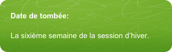 Date de tombée:
La sixième semaine de la session d’hiver.